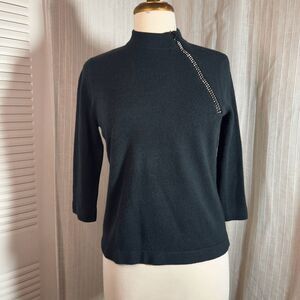 Designers Originals  Sweater Petite M Women’s Black Embellished Sweater